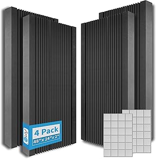 Art3d 4-Pack Wedge Design Acoustic Foam Panels, 48