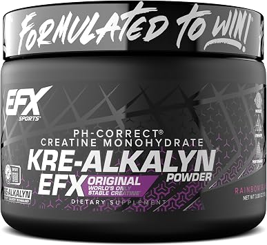 EFX Sports Kre-Alkalyn EFX Powder | pH Correct Creatine Monohydrate Powder Supplement | Strength, Muscle Growth & Performance | 55 Servings Rainbow Blast