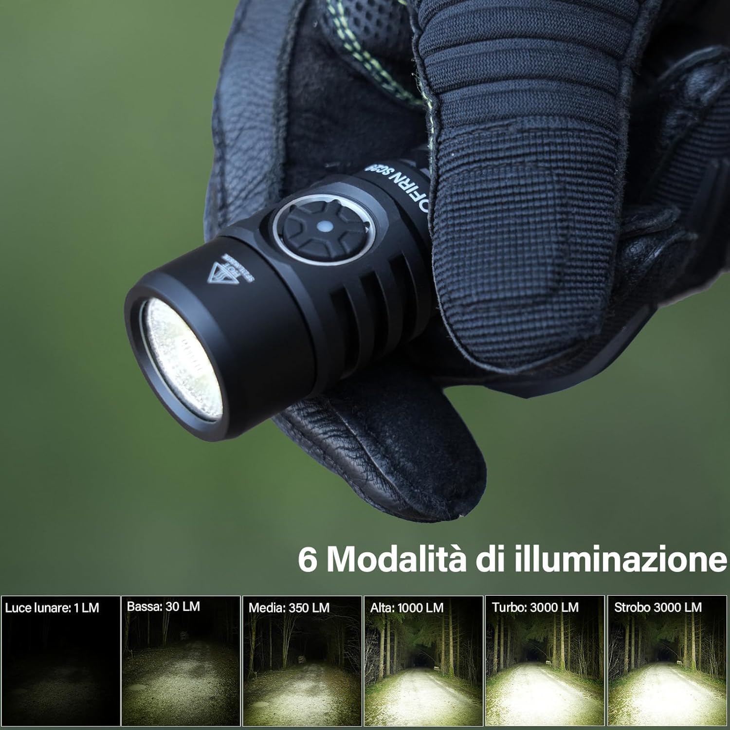 Sofirn SC29 Torcia USB C Ricaricabile Led 3000 Lumen Super Luminosa EDC Mano per Sport all'Aperto Escursioni Campeggio