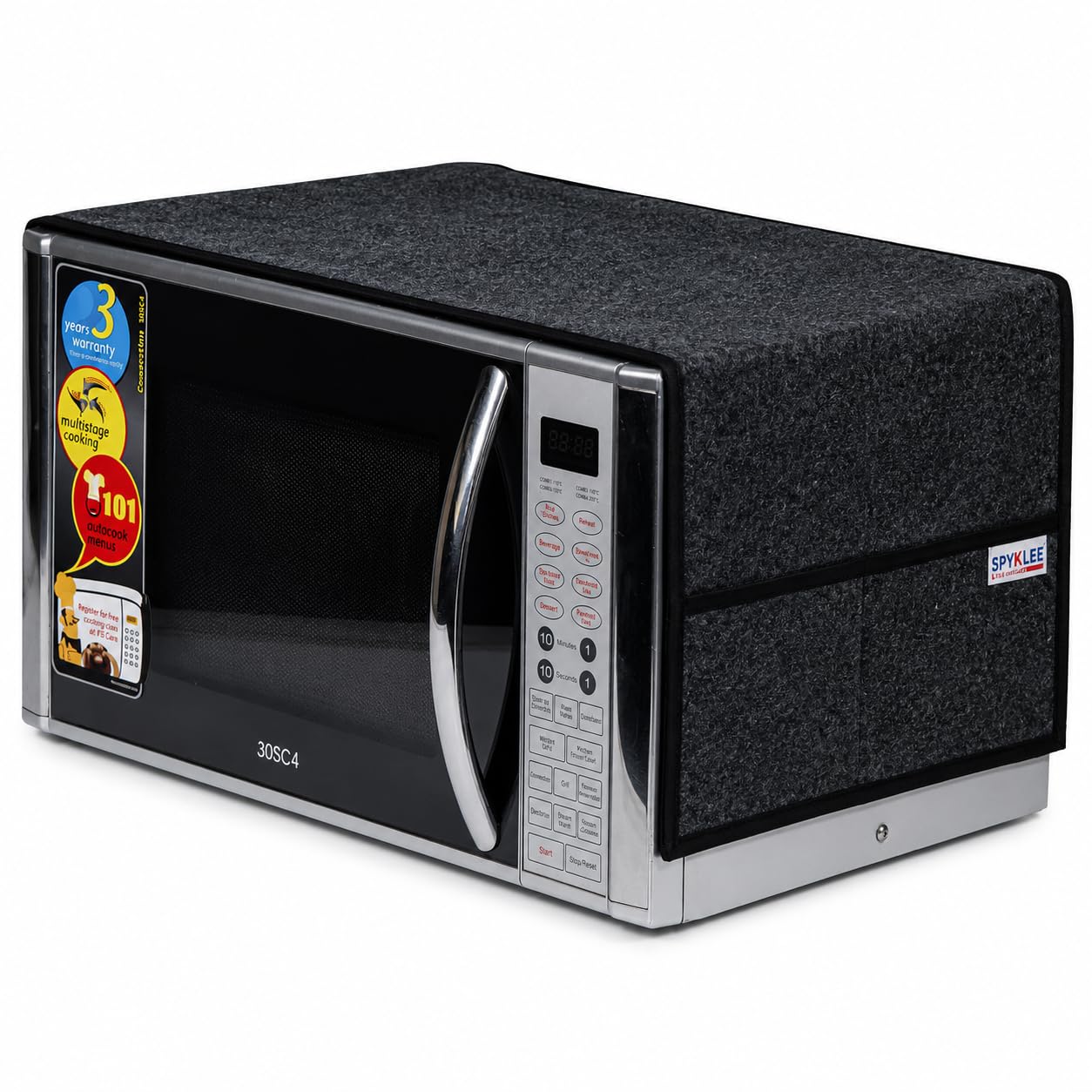 SPYKLEE Microwave Oven Top Cover | Modern Design with 4 Side Storage Pockets | Non-woven Felt | Durable Dustproof Waterproof Heat Resistant | for OTG & Kitchen Appliance Protector(Black, 40X14 Inches)
