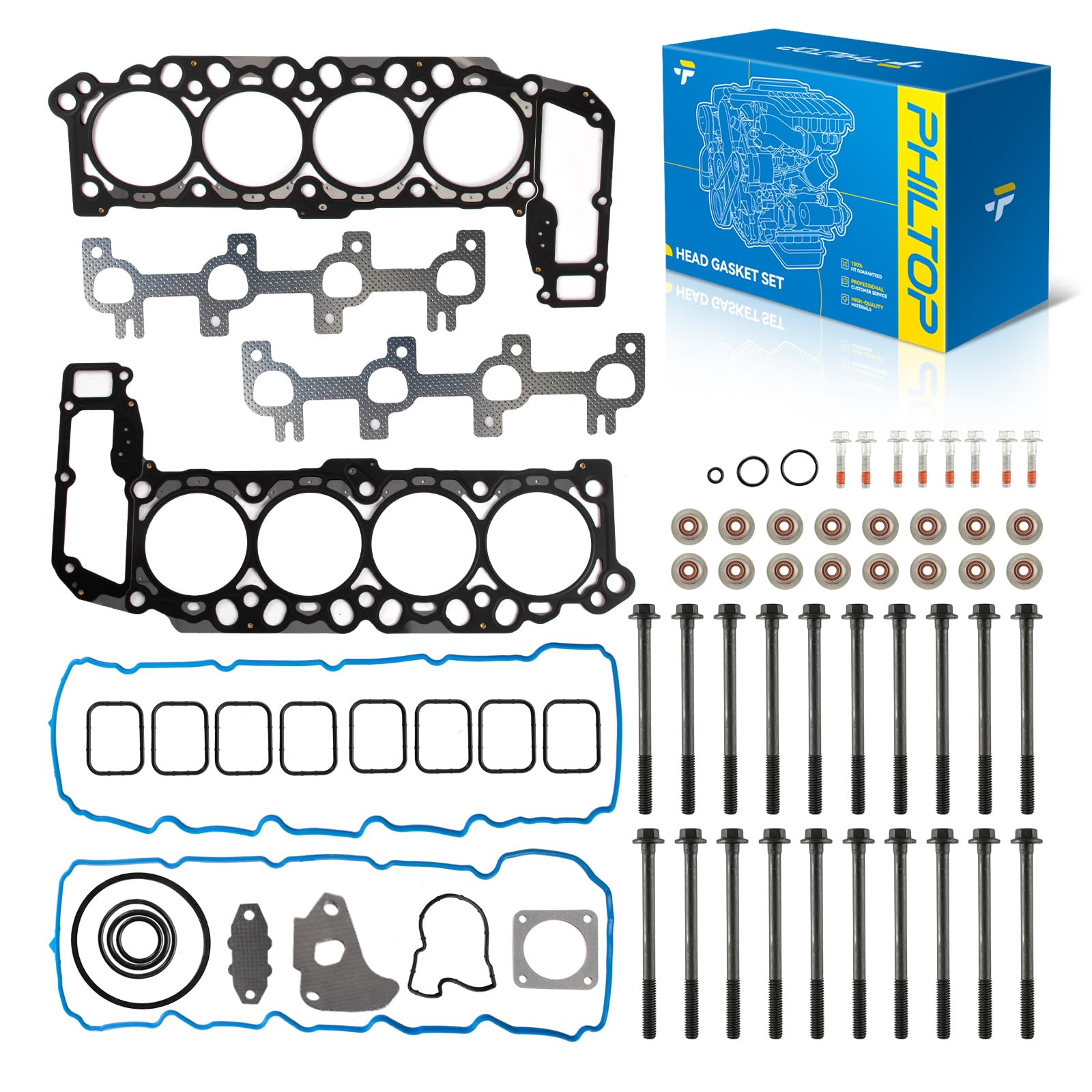 PHILTOP Engine Cylinder Head Gasket Kit for Dodge Ram 1500 2002-2003 4.7L | For Dakota 2000-2003 4.7L, Jeep Grand Cherokee 1999-2003 4.7L, Durango 2000-2003 4.7L, OE# HS26157PT, ES71129