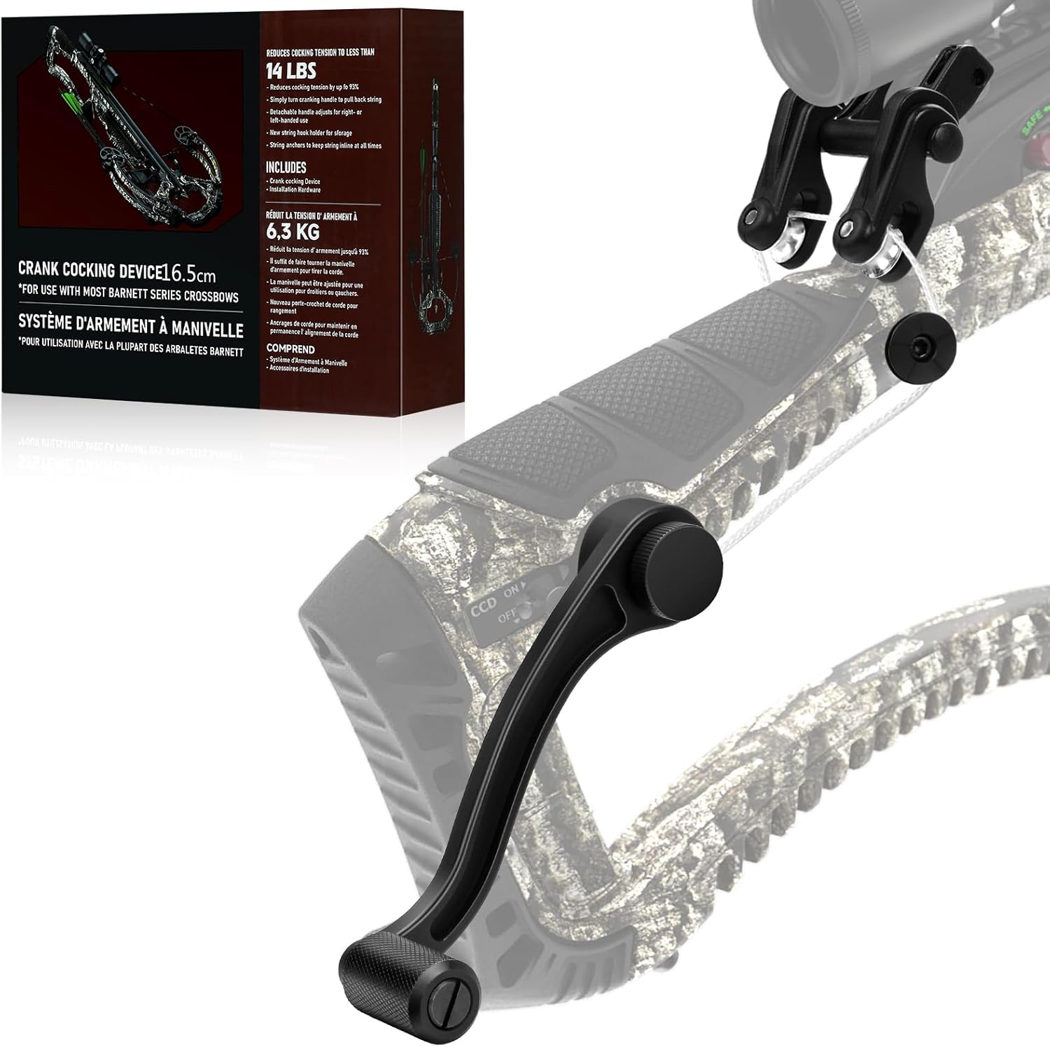 BAR20020 Crank Cocking Device for Barnett Series Crossbow, Ambidextrous, Reduce Cocking Resistance 93%, Hunting Made Easy,Hunting Essentials Auxiliary Drawing Device