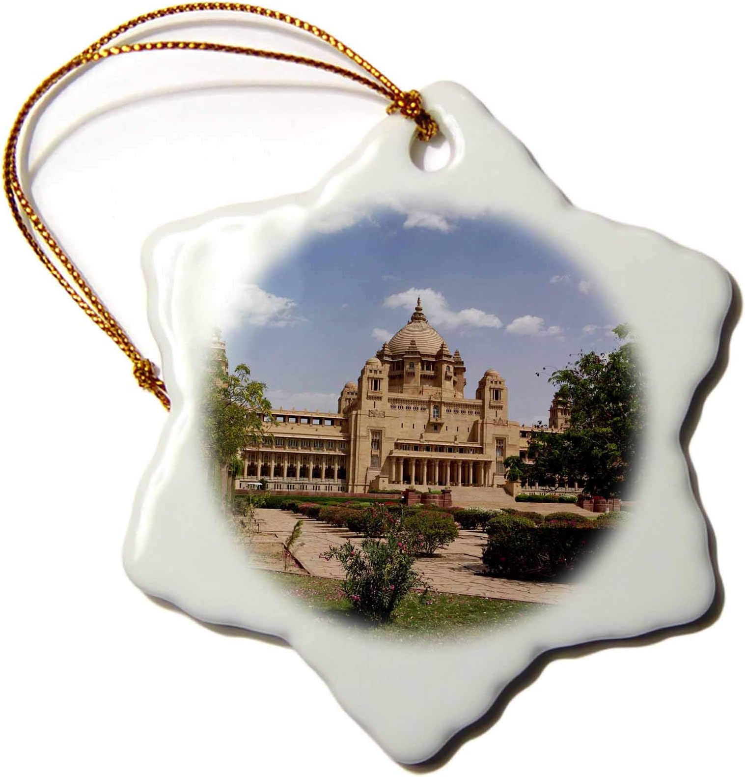 3 inch Snowflake Porcelain Ornament - Umaid Bhawan Palace Hotel, Jodjpur, AS10 AJE0388 - Adam Jones India