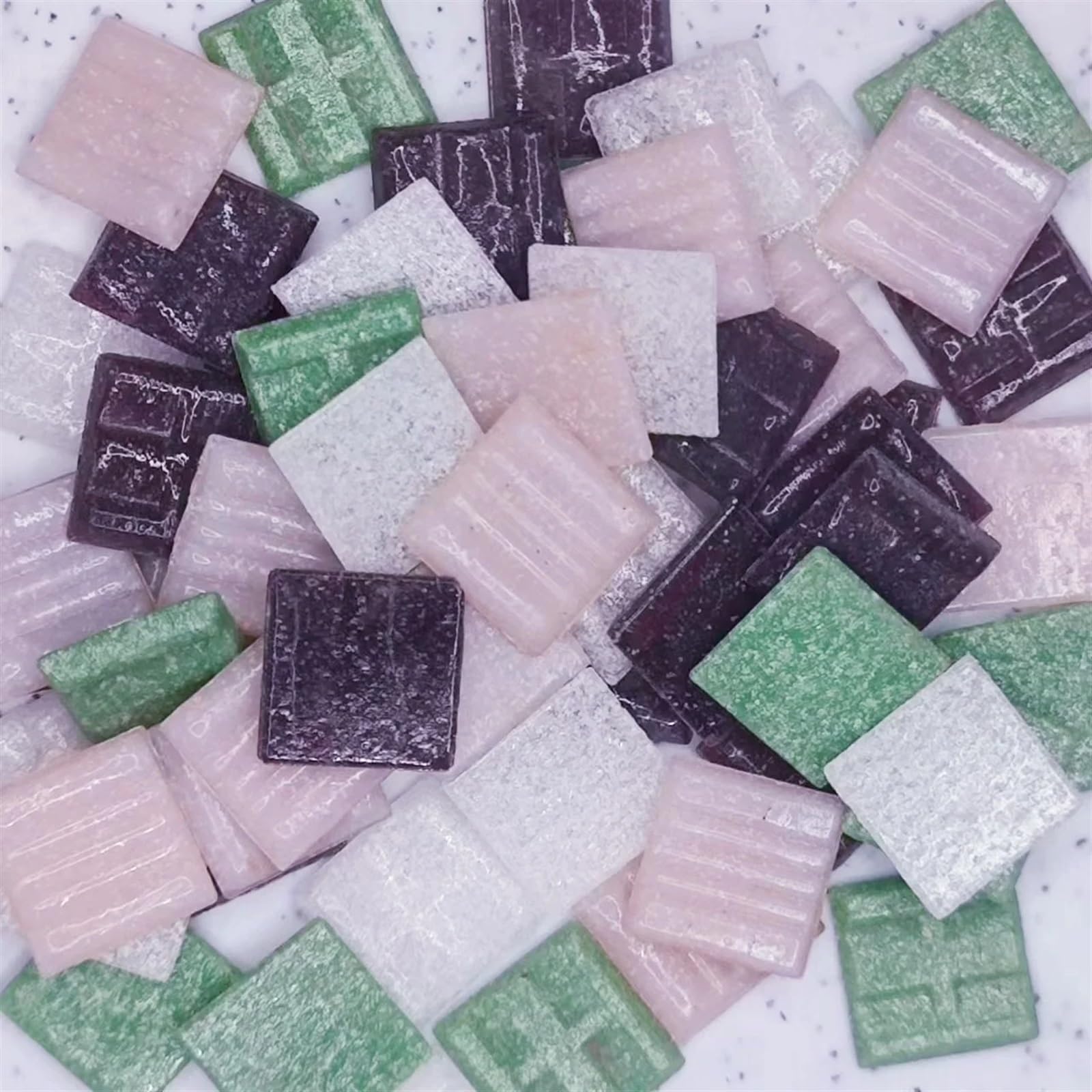 Mosaic Tiles 85g/3oz Approx.30pcs Mosaic Quartz Tiles 2cm/0.78in Square Tile 0.4cm/0.15in Thickness DIY Material Mixed Color