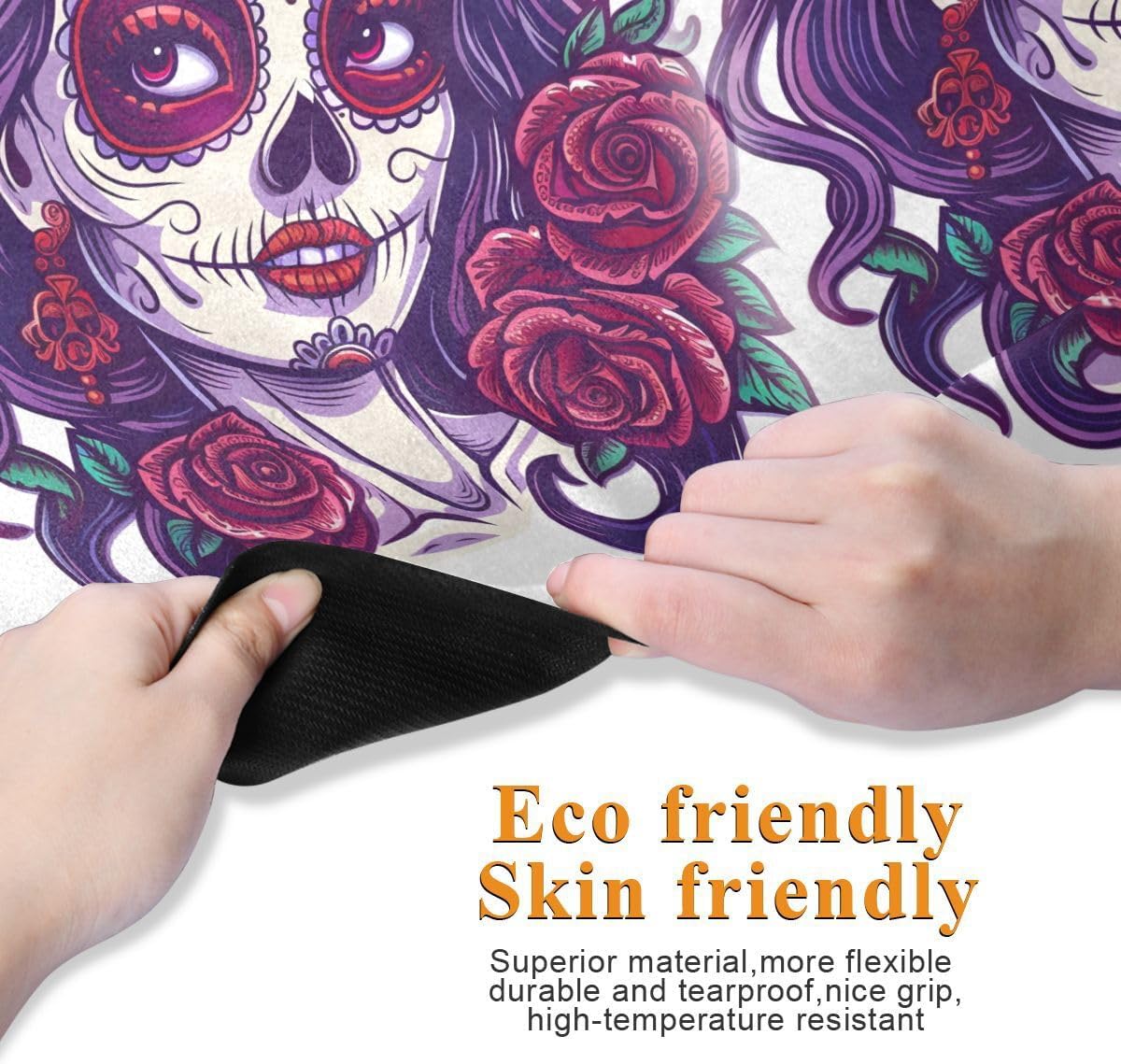 ALAZA Sugar Skull Girl with Roses Day of The Dead Yoga Mat Non Slip Fitness Exercise Mat, Workout Mat for Yoga, Pilates and Floor Exercises