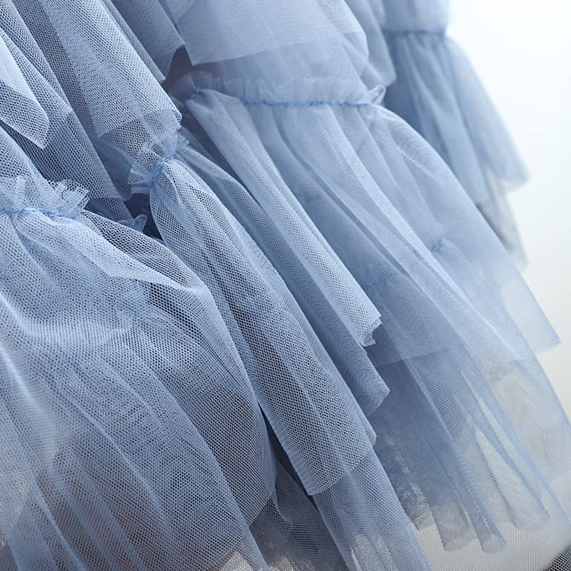 Jupe plissée en tulle premium multicouche à taille haute élastique fluide Dninmim