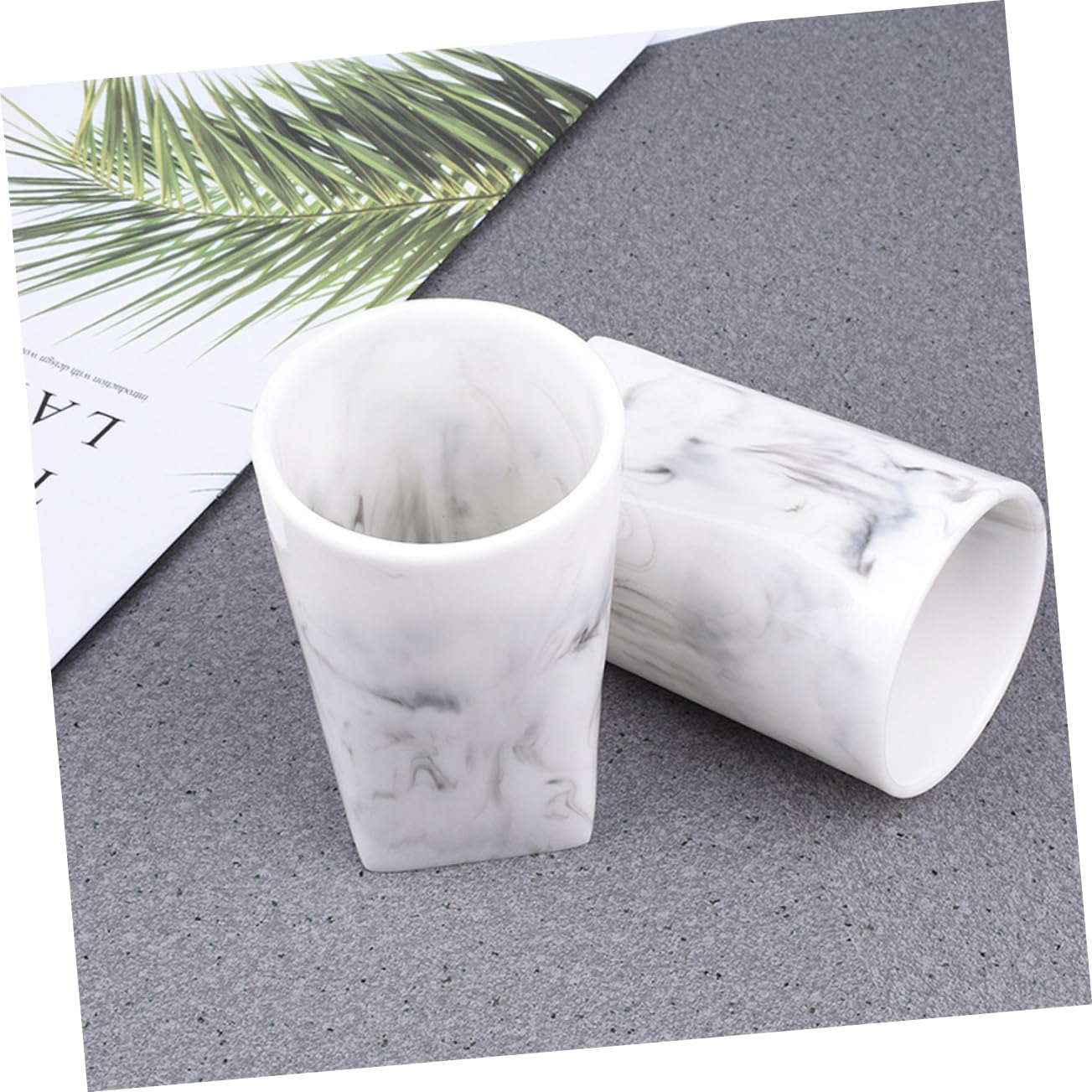 PRETYZOOM Nordic Marble Pattern Bathroom Accessory Set – 4-Piece Resin Washroom Organizer with Soap Dispenser Toothbrush Holder Tumbler and Tray – for Hotel and Home Decor