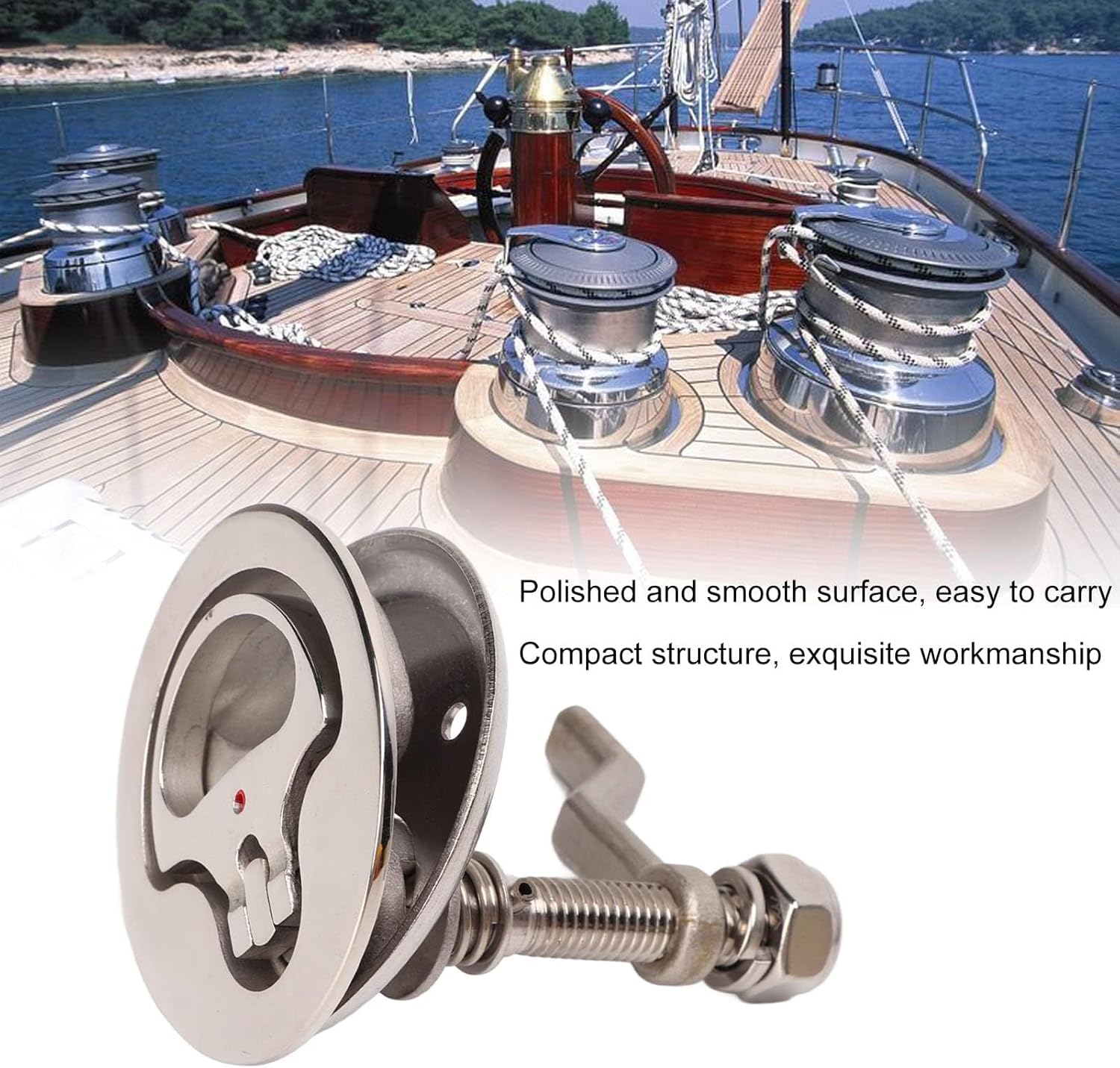 Boat Cam Latch 316 Stainless Steel Polished Adjustable Hatch with Back Plate for Marine Ship, Proof, Wear, Saltwater