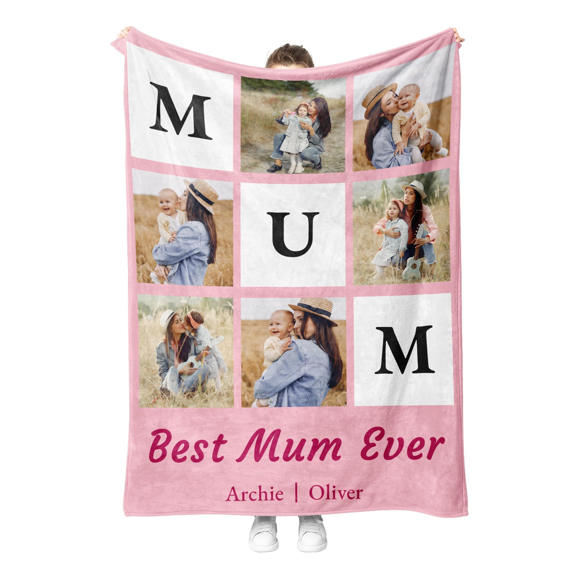 Personalised Blanket for Adults, Customised Blanket with Photos, Custom Blanket, Customised Photo Blankets, Personalised Gifts for Women, Mothers Day