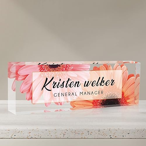 Miniatura 5 de Placa de nombre personalizada para escritorio de oficina, placas de nombre personalizadas para escritorios, bloque acrílico cristalino, regalos de