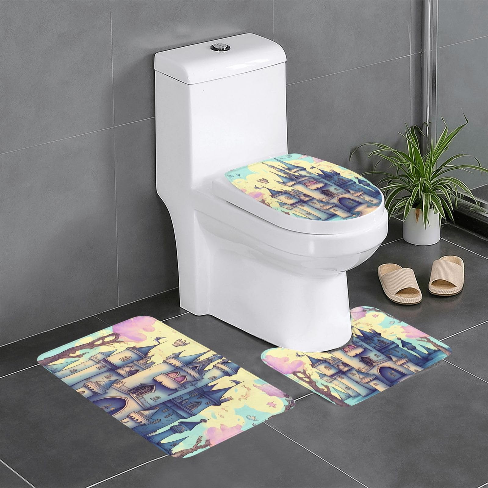 Tapis de salle de bain antidérapants Fairytale Castle 61x40,6 cm WC lavabo