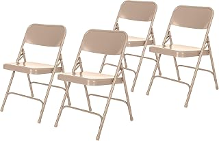 OEF Furnishings Grey Steel Folding Chairs with Contoured Seat and Back, 4-Pack