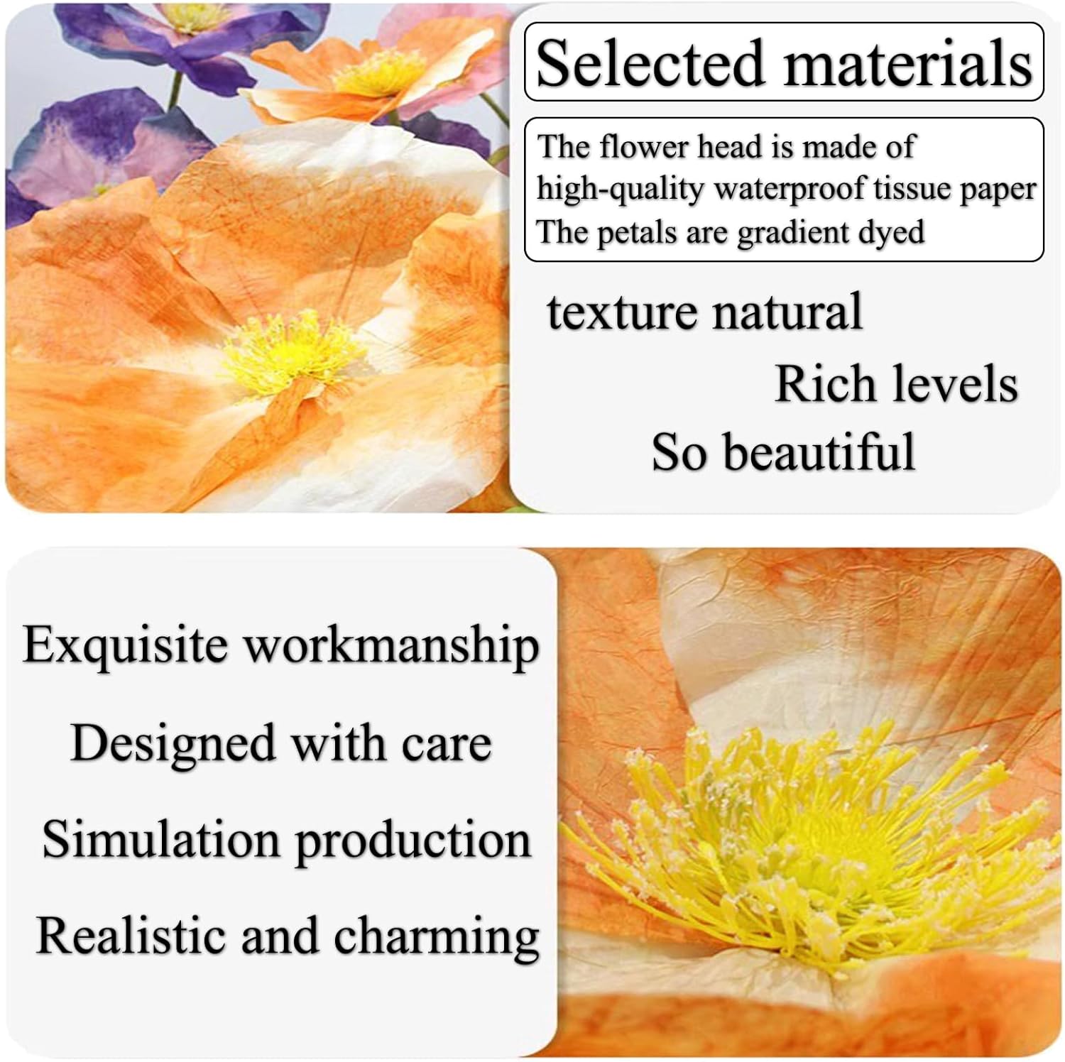 3 Giant Flower,Large Artificial Pink Poppies,Decoration Craft Paper Flower Big with Standing Base for Reception Wedding Banquet Ceremony Party Window Display Shop