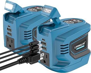 2 Packs Power Inverter Compatible with Makita 18V, 200W Battery Inverter 18V to 110V Portable Power Adapter Charger Adapter Power Station Power Supply with 2 USB & 1 Type-C & 1 AC Outlet(No Battery)