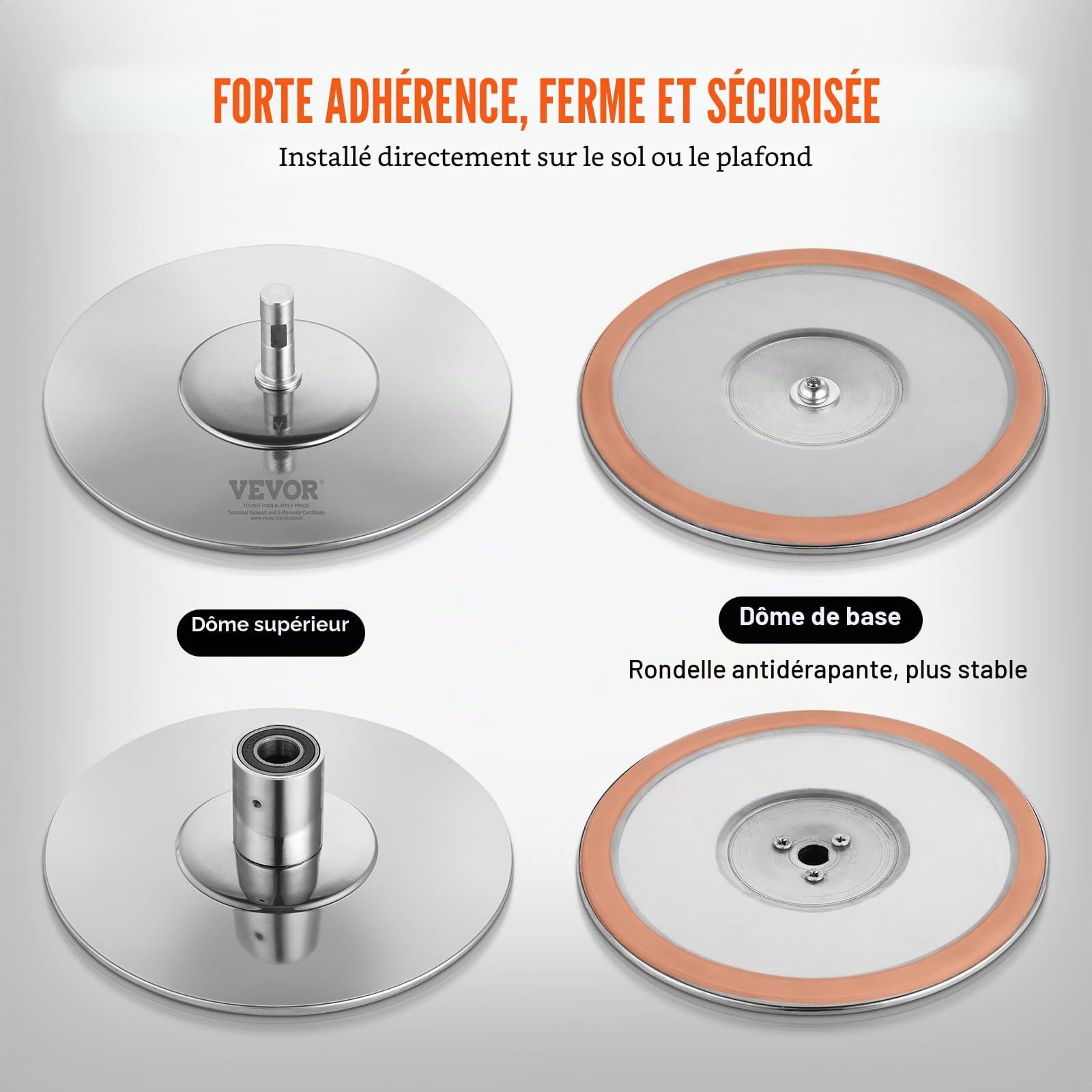 VEVOR Barre de Pole Dance Professionnelle, Pôle de Danse Statique et Rotatif, Kit de Danse à la Barre Verticale Amovible et Portable, Poteau en INOX Robuste 45 mm, Hauteur Réglable, pour Bar Domicile