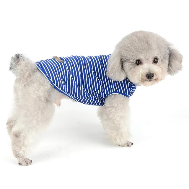 Foto 3 de 8 de SELMAI Camisetas para Perros Pequeña Camiseta para Gatos Moda Rayas Suave Algodón Manga Corta Camiseta…