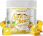 Iron Soft Chew Supplement with Vitamin C | Pineapple Flavored | Gluten Free | Iron Supplement for Women Men and Kids | 60 Count | 2 Month Supply