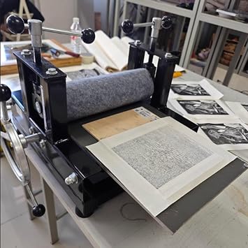 Manual Etching Printing Press, Printmaking Rubbing Machine, Small Woodcut Print Maker Woodblock Ink, Layout>30x45cm, for Block Monotype Printing and Etching, Printmaking Supplies