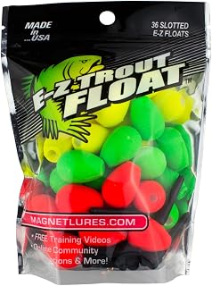 Trout Magnet E-Z Trout Floats 36-Pack: Easy Adjust Slotted Bobbers for Trout, Panfish, Bass - Ultra-Responsive Strike Indicators, Made in USA