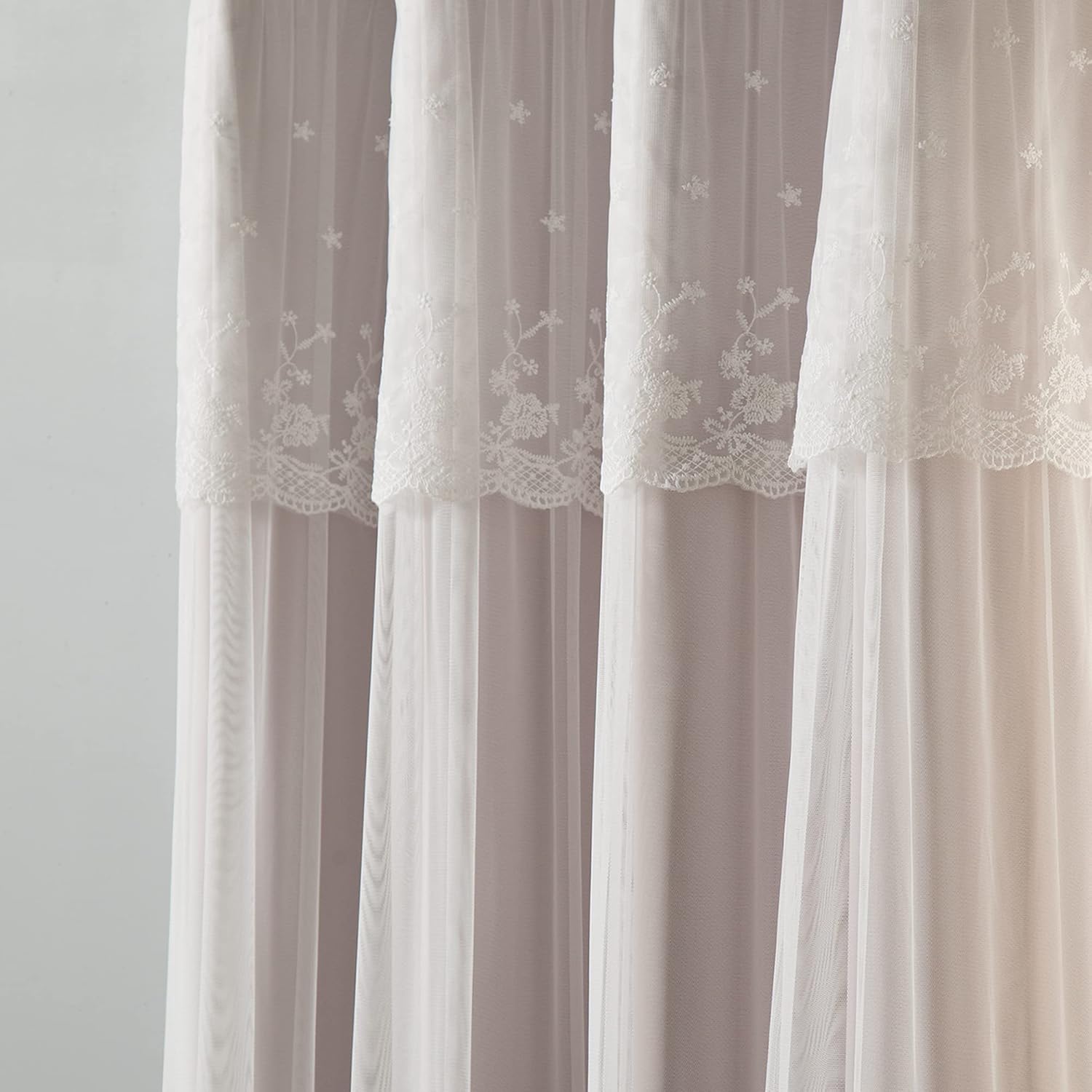Best Home Fashion Mix & Match Tulle Sheer with Attached Valance & Solid Blackout Curtain Set (52" W x 84" L, Baby Pink)