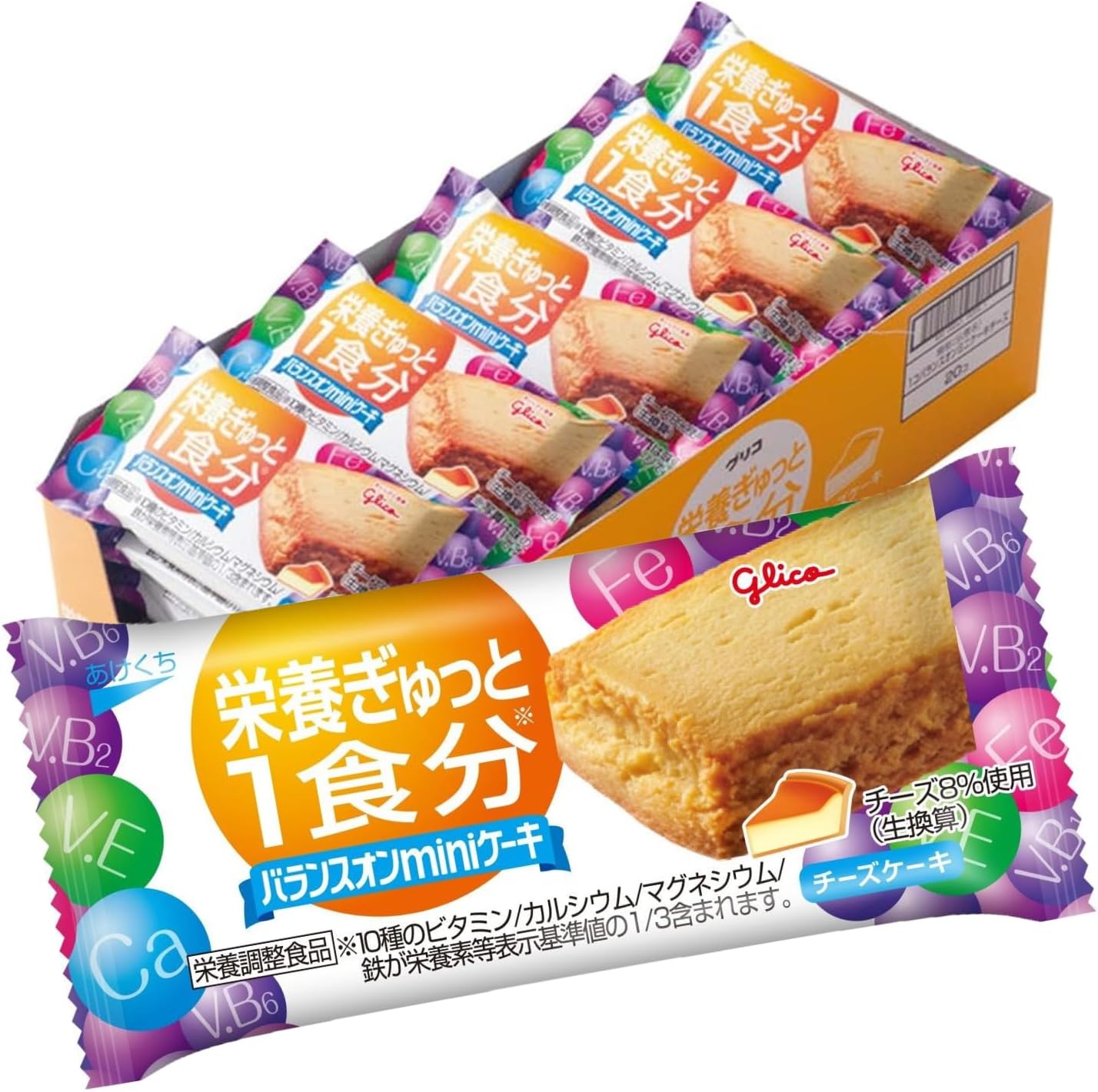 Balance On Mini Cake Cheesecake, 20 Pieces, Nutrition Packed 1 Meal Portion, Ezaki Glico, Nutritionally Balanced Food, Individual Packaging, Small Portions, Glico