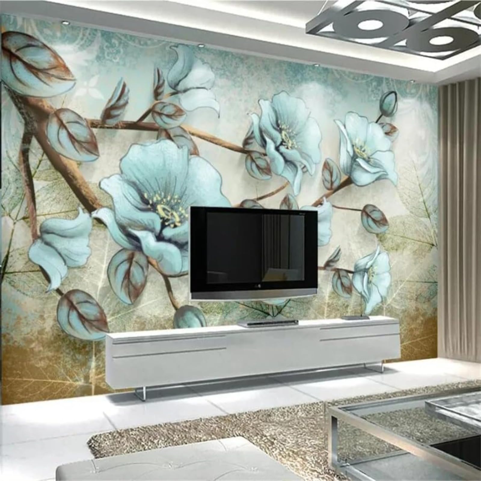 Décoration murale 3D moderne plante et fleurs paysage pour fond mural salon 150x105
