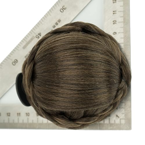 Miniatura 4 de IMISSU Trenzado Chignon Dancer Hair Donut Hairpieces Scrunchie Claw Hair Bun Updo para Boda Fiesta (M4 Mezcla Marrón)