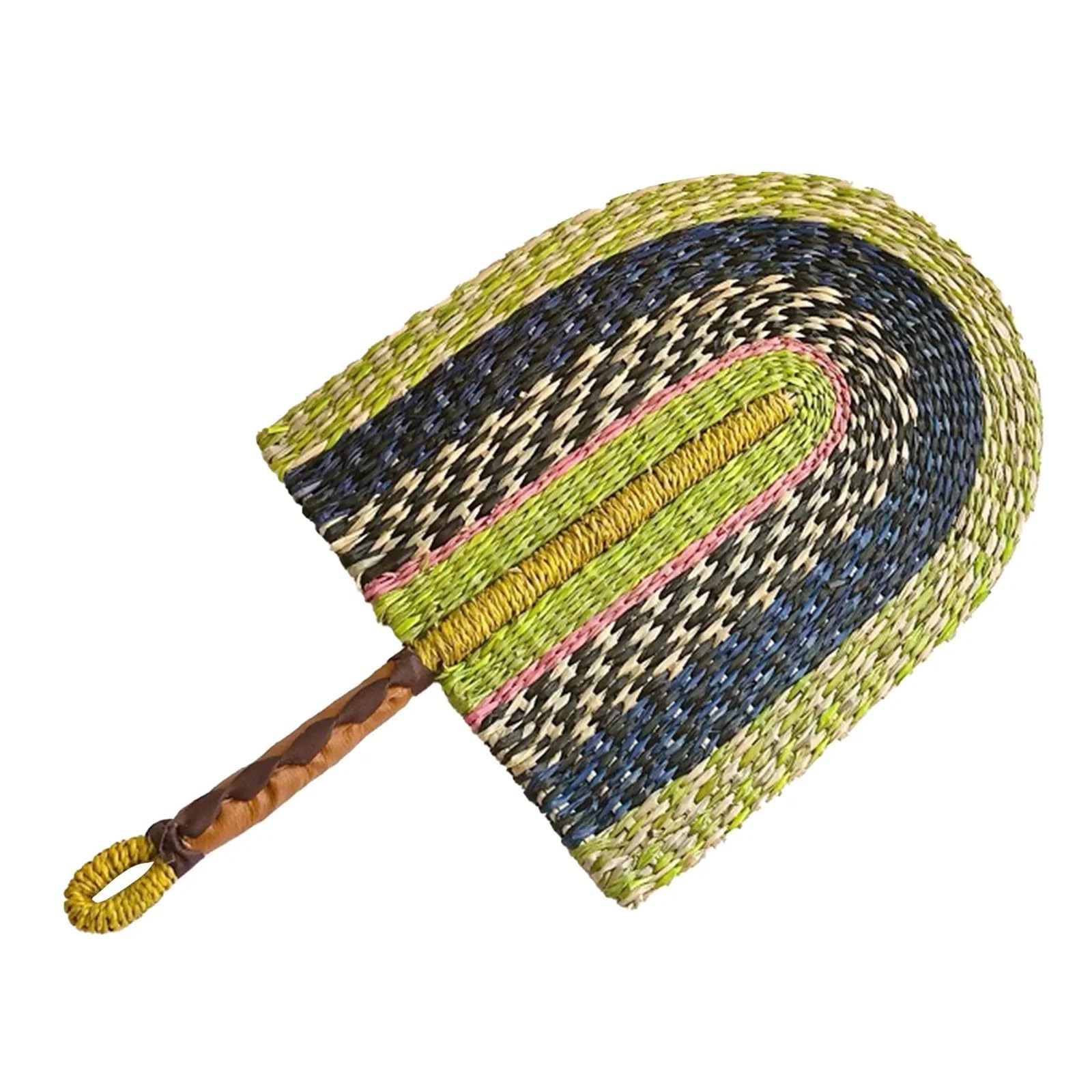 CIOPLJHKL Summer Handheld Woven Straw Fan Handwoven Grass Handmade Cooling Hanging Wall Decorations For Home Bedroom Decor for Home Wedding
