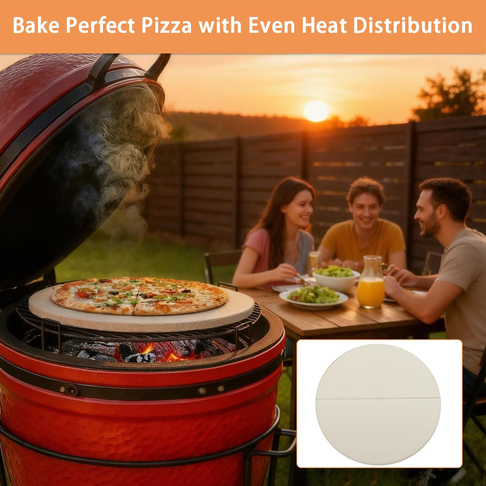 Kamado Joe Pizza Stone - 2-Pack Ceramic Heat Deflector -7