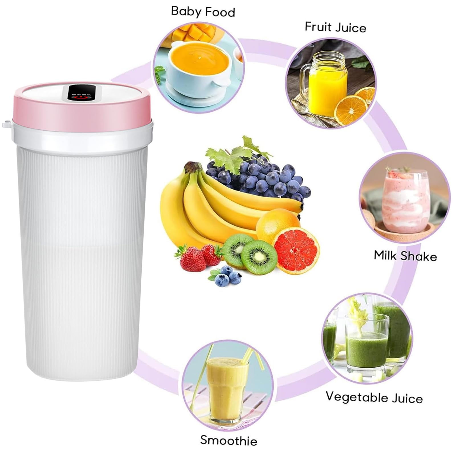 Portable Blender for Shakes and Smoothies with 10.15 Oz Travel Cup Mini Personal Blender for Travel Kitchen Home,Pink