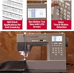 SINGER Heavy Duty 6800C Computerized Sewing Machine with Accessory Kit | Strong Motor with Enhanced Piercing Power, 586 Stitch Applications, LCD Screen, Full Metal frame & 1-step Buttonhole | 586 stitch applications, LCD screen, lettering font, mirro