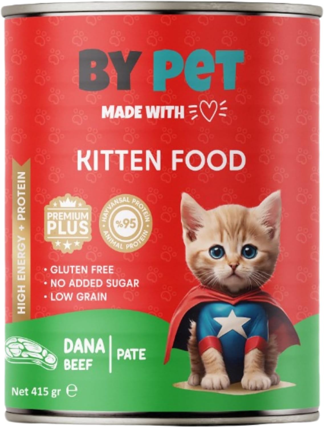 Bypet Dana Etli Yavru Kedi Yaş Kedi Maması 1 Adet -400 Gram Konserve