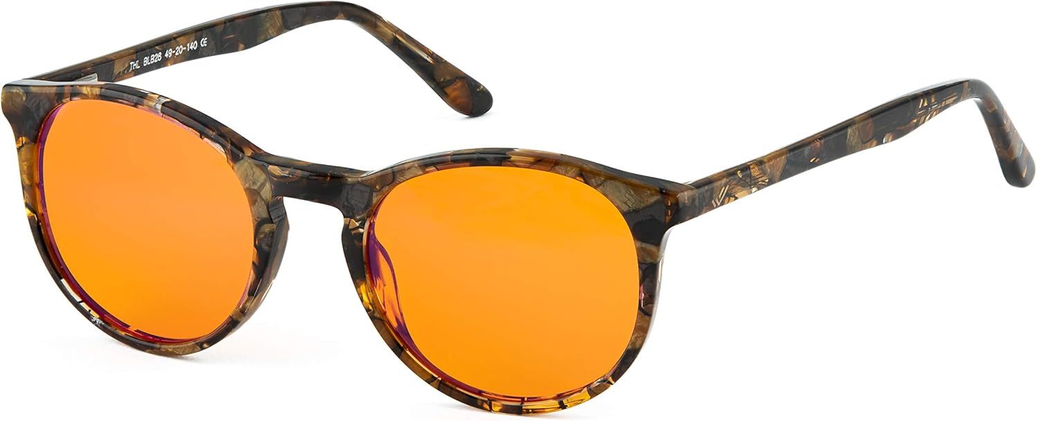Blасk Frіdау Sаlе 2022 THL Blue Light Blocking Glasses for Better Sleep - Amber Orange Computer Filter Anti Eye Strain - Round Eyeglasses Flаѕh Sаlе Buу 1 gеt 1 THL Blue Light Blocking Glasses for Better Sleep - Amber Orange Computer Filter Anti Eye Strain - Round Eyeglasses