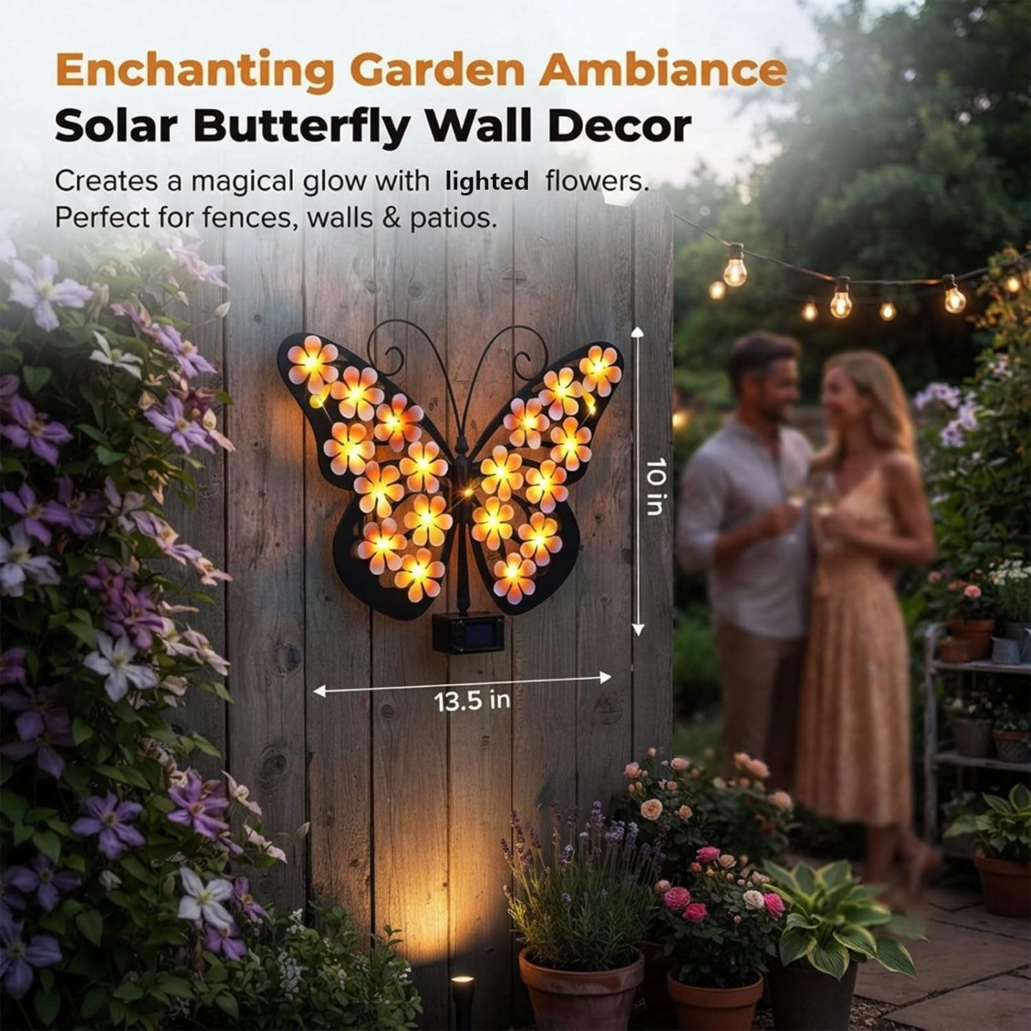 Solar Butterfly Lights Outdoor Metal Wall Decor with 30 Led Decorative image 5