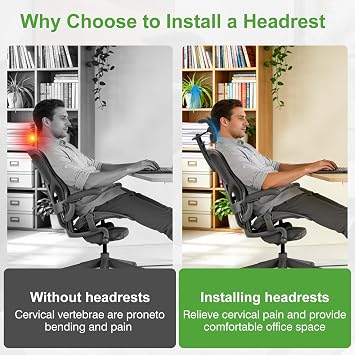 Chair Headrest for Herman Miller Aeron Office Chair - Compatible with Classic and Remastered Aeron Chair, Ergonomic Office Chair Accessories(Charcoal Gray)