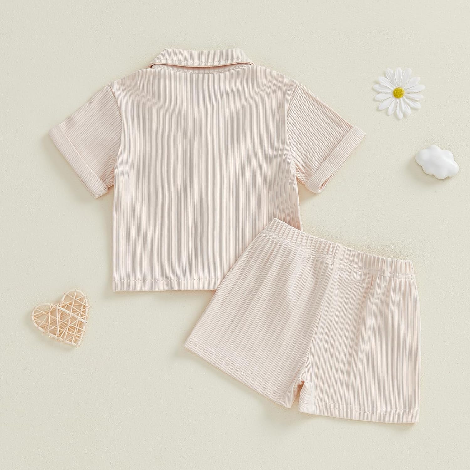 fhutpw Baby Boy Clothes Toddler Infant Leisure Ribbed Button Down Shirt Tops + Shorts Set 2PCS Summer Soft and Smooth Outfit - Image 6