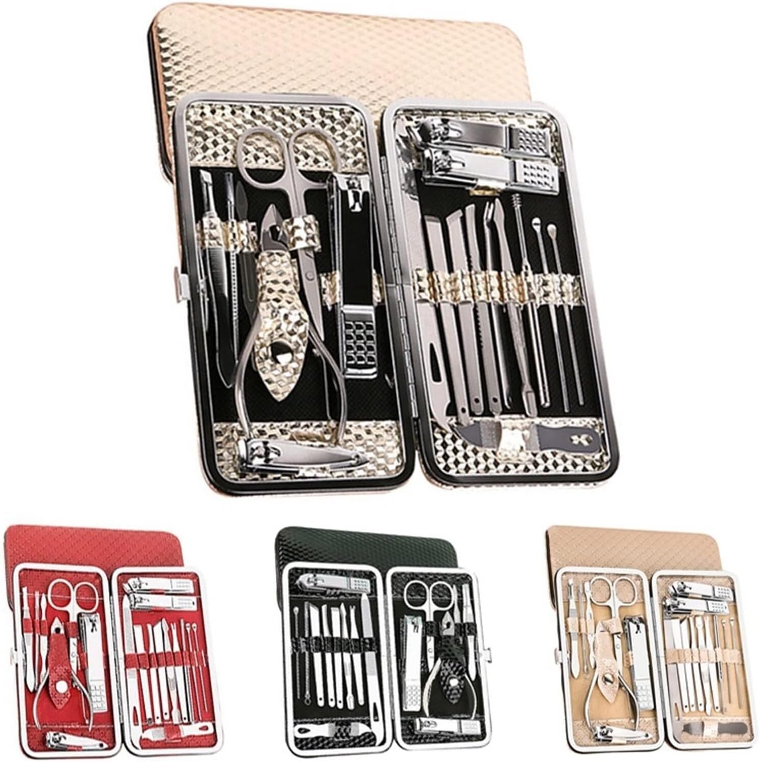 Fingernail Clipper Set, 7/10/19 Pcs Stainless Steel Professional Nail Kit with Travel Case, Toe Trimmer & Scissors, Manicure Grooming Tools