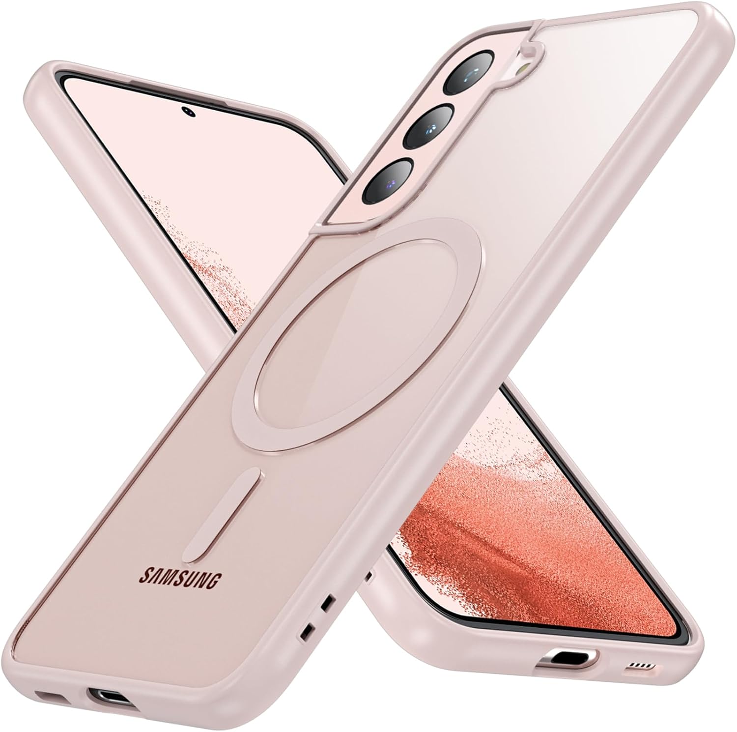 OWKEY Case for Samsung Galaxy S22 Plus,Magnetic Galaxy S22 Plus 5G Phone Case [Compatible with MagSafe] Slim Translucent Shockproof with Anti-Fingerprint Bumper Cover for Samsung S22 Plus (Pink) Samsung Galaxy S22 Plus S22 Plus Pink