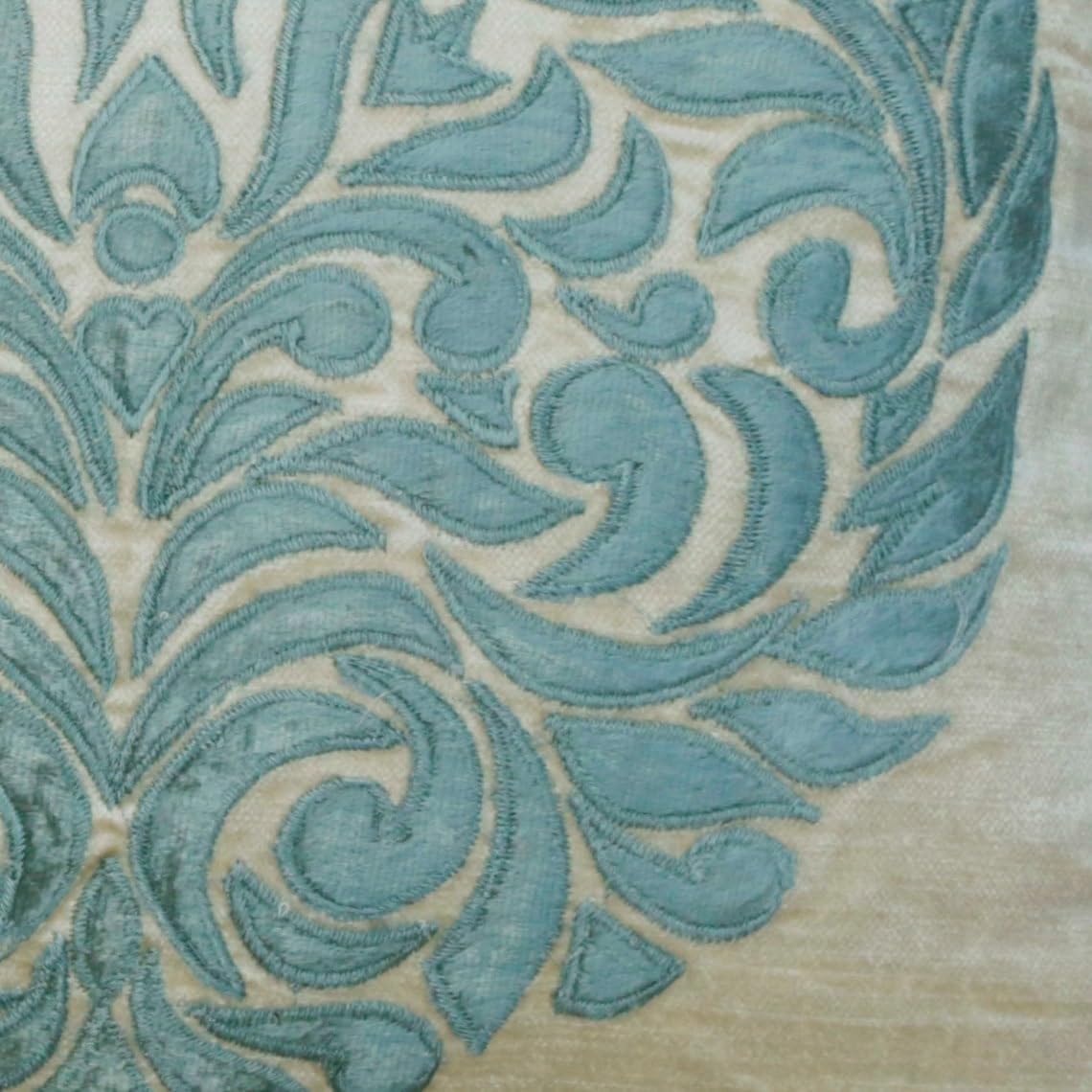 The HomeCentric Throw Pillow Case, Decorative Blue 12"x12" (30x30 cm) Throw Pillow Cover for Sofa, Velvet Applique Pillowcase with Zipper, Floral Pattern Contemporary Easter - Blue Scent