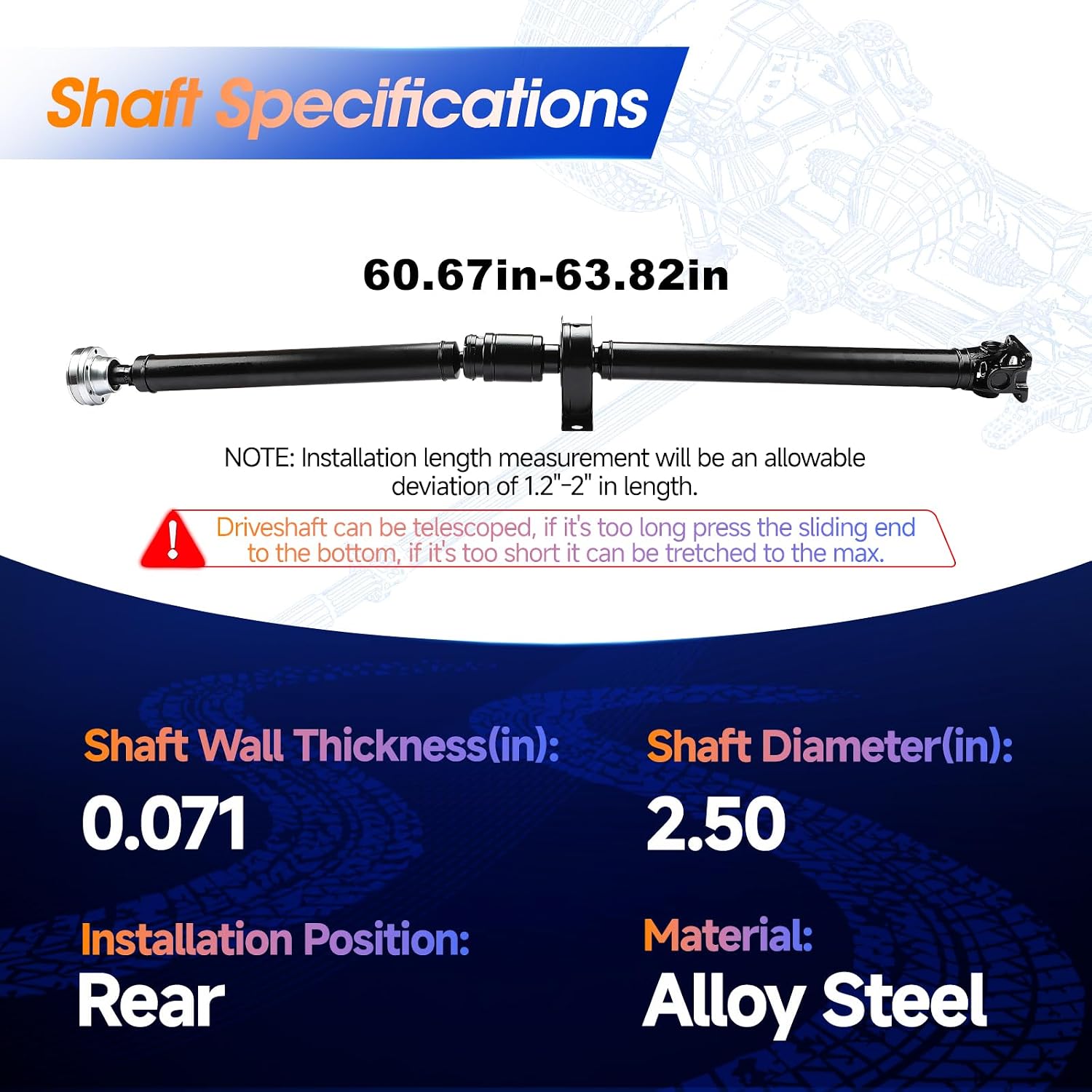 Rear Drive Shaft Prop DriveShaft Assembly Fit for 2009-2011 Chevrolet Traverse| 2007-2011 GMC Acadia| Buick Enclave| Saturn Outlook, V6 3.6L, AWD Replace# 25995545, 25995544