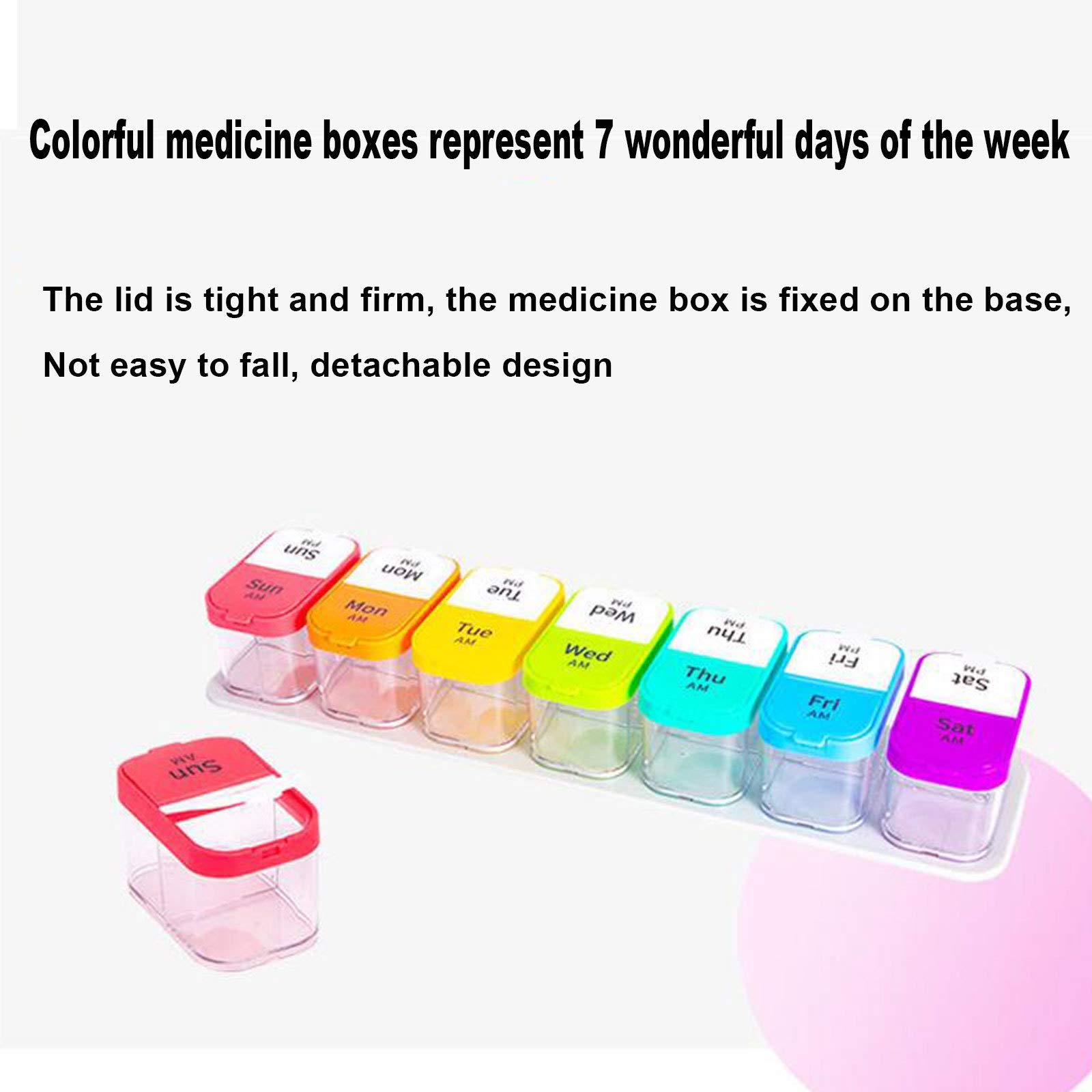 Pastillero Organizador De Dispensador De Medicamentos Semanal De 7 Días, Pastillero De Arco Iris 2 Veces Al Día Dispensador De Medicamentos Portátil Semana para Viajar A Casa