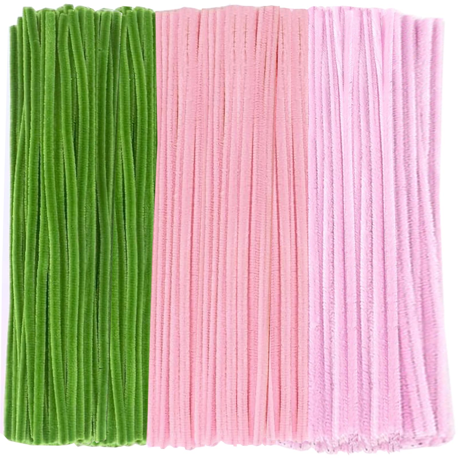 YIKUBO 300pcs Pipe Cleaners Pink for Craft 3 Colors of DIY Tulip Bouquet Kit 30cm Long Flexible Pipecleaners Creative Floral Making Kit for DIY Crafts Handmade Gift