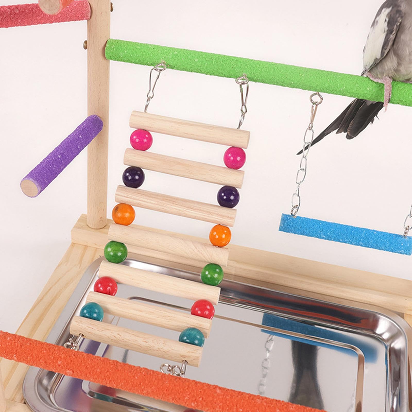 F Fityle Puesto de Juegos para Loros, Parque Infantil para pájaros, Percha de Madera, Gimnasio, Parque Infantil, Soporte de Percha de Madera para cacatúas,