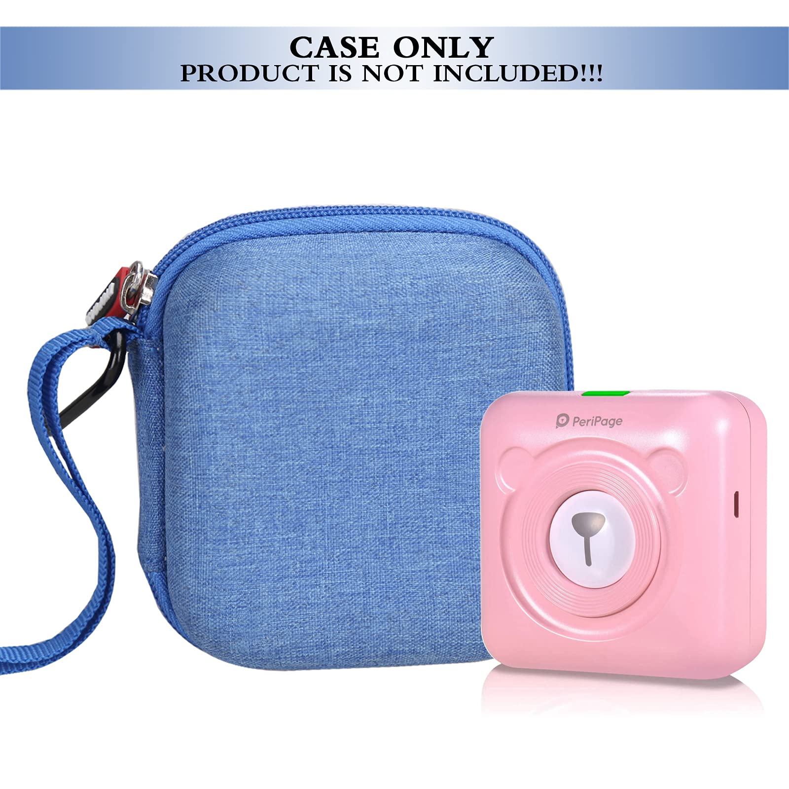 Custodia rigida in EVA per stampante termica BT wireless PeriPage Mini Pocket (blu-grigio Villus all'interno)