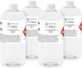 Lab Alley Ethanol 200 Proof (100%) Denatured with Heptane, Extraction Grade Solvent, Kosher & Halal Certified, Made in USA, 4 Liters (Pack of 4 x 1 Liter Bottles)