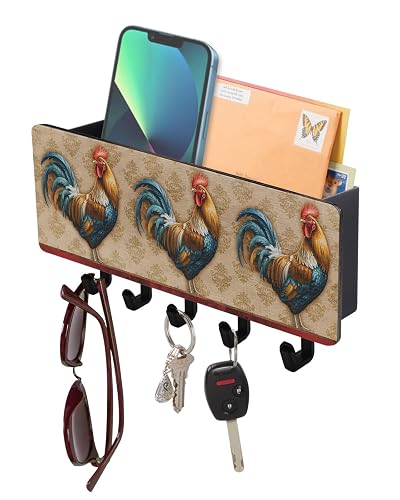 Key Holder for Wall Farmhouse Chicken Rooster Cock Key and