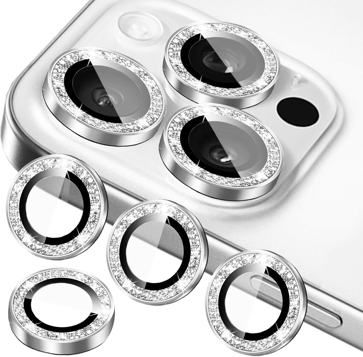 Compatible with iPhone 17, 17 Pro, 17 Pro Max Camera Lens Protector Glitter, (3+1 Pack) Bling Sparkle Camera Cover for Women Cute, Anti-Scratch & Case Friendly, Pink