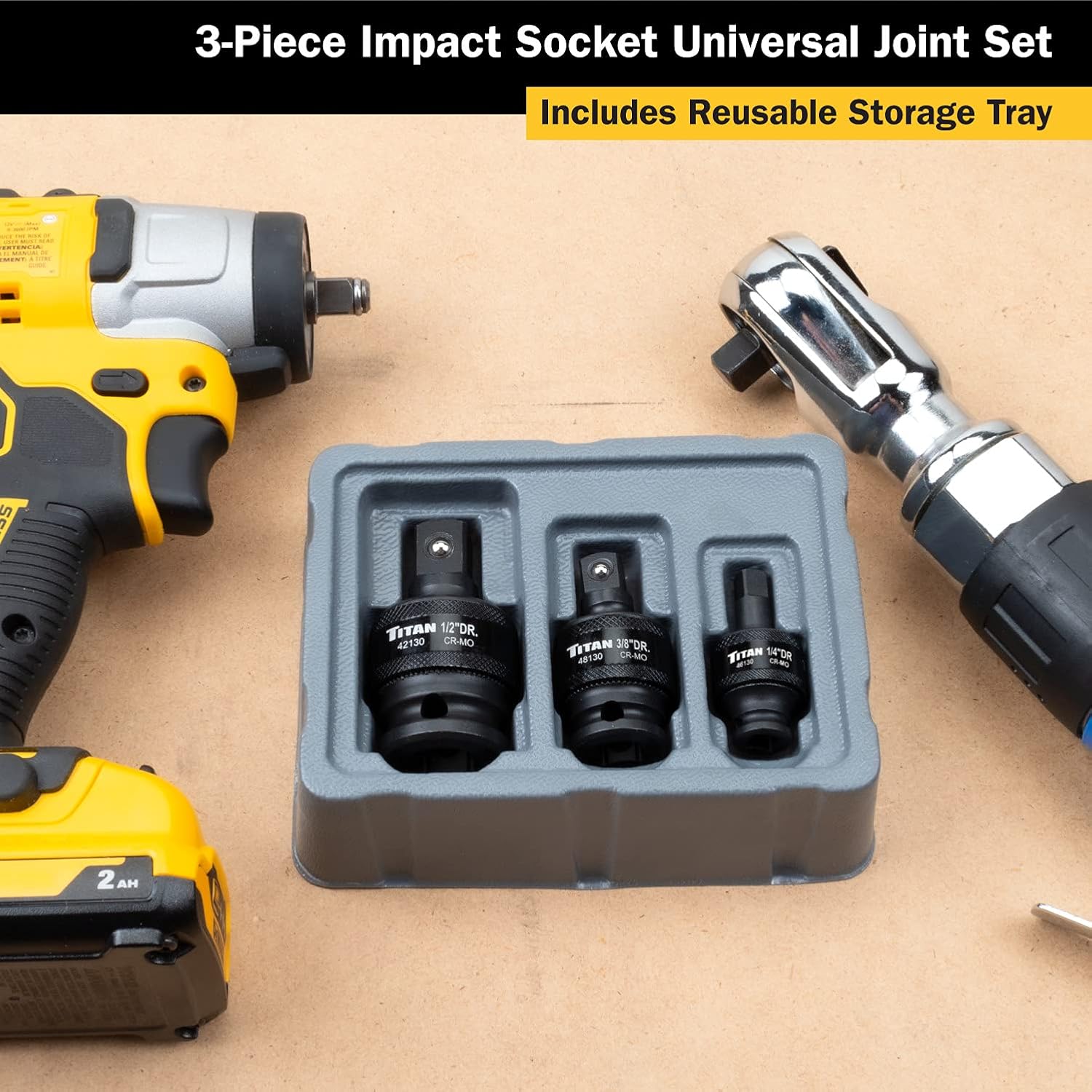Titan 40160 3-Piece Impact Socket Universal Joint Set