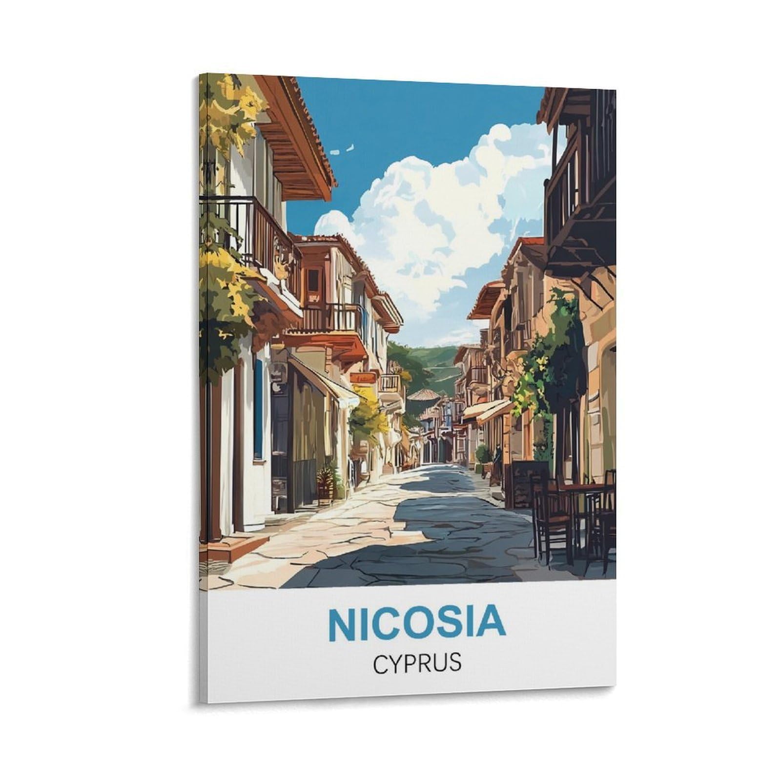 Whcheeh Frame-Style Nicosia Cyprus Vintage Travel Posters 16X24inch(40X60cm) Canvas Art Print Wall Art Decor Picture