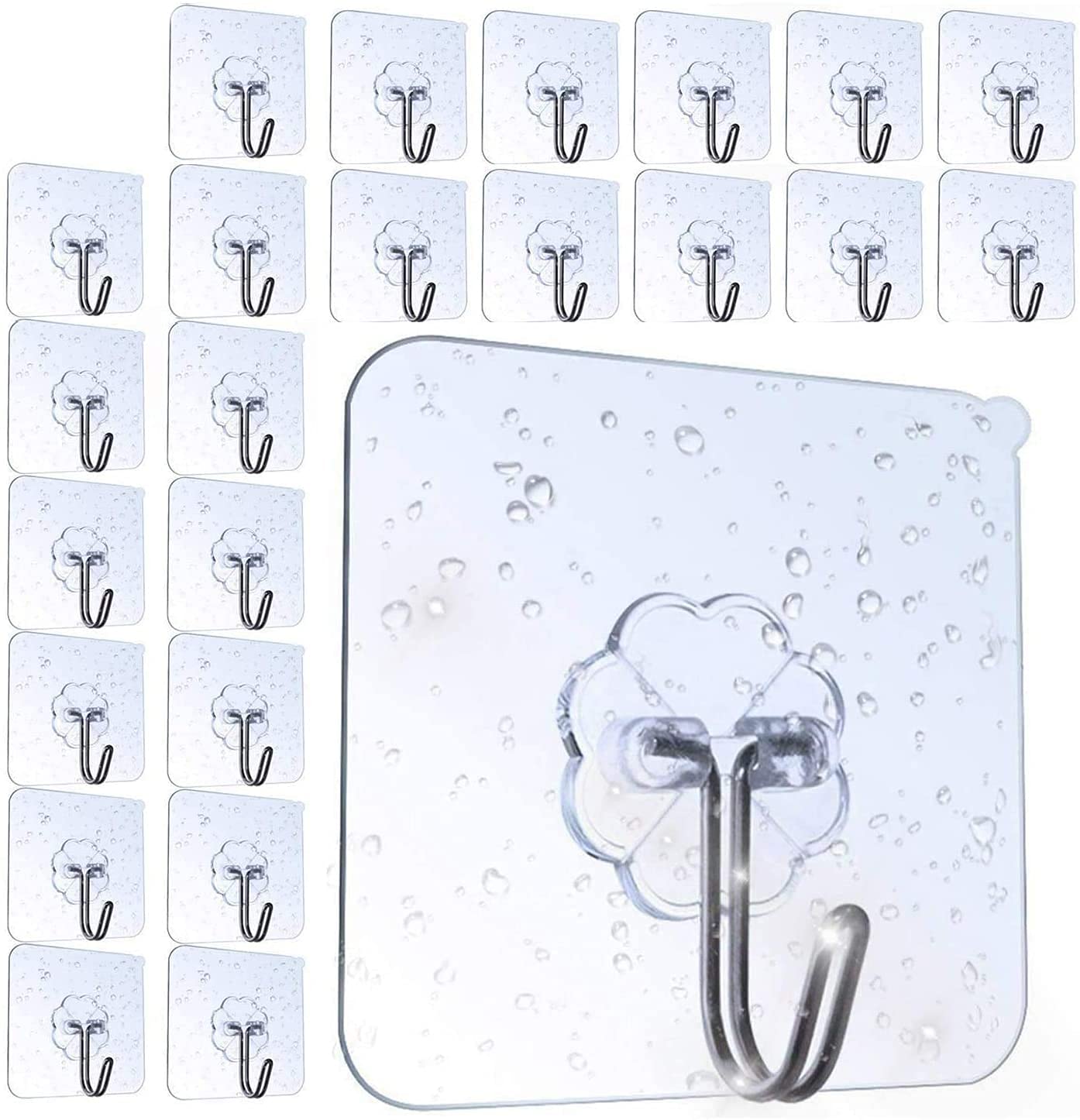 Atecou 20 Imperméable Lourd Devoir Crochets Transparents Auto Adhésifs Plafonnier